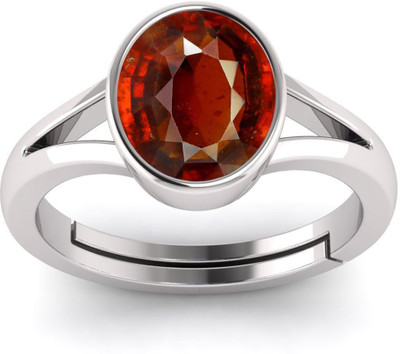 GenZcomplex Hessonite Ring With Natural Garnet/Gomed Stone Lab Certified Brass Garnet Sterling Silver Plated Ring