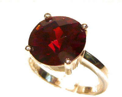 EliteMart Hessonite Ring With Natural Garnet/Gomed Stone Lab Certified Brass Garnet Gold Plated Ring