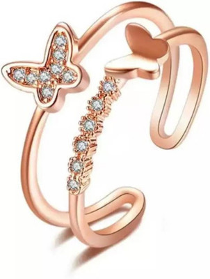 zebisco Stainless Steel, Brass, Stone, Crystal Cubic Zirconia Copper, Platinum, Gold Plated Ring