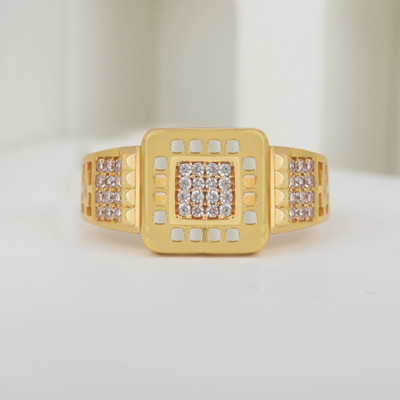 mahi creation Alloy, Copper Diamond Gold Plated Ring