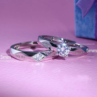 Teeragaj Adjustable Couple Rings for lovers King Queen Ring for Men & Women Alloy Cubic Zirconia Platinum Plated Ring