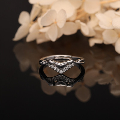 Divastri Silver Plated American Diamond Adjustable Finger Ring for Women and Girls Brass Diamond Silver Plated Ring