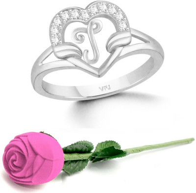 VIGHNAHARTA Brass Cubic Zirconia Rhodium Plated Ring