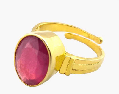 zayron Stone Ruby Gold Plated Ring