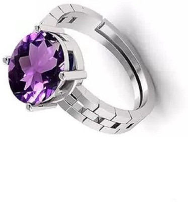Aanya Jewels Brass Amethyst Sterling Silver Plated Ring