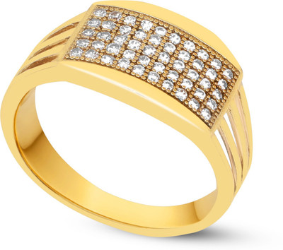 GORASH CREATION Brass Cubic Zirconia Gold Plated Ring