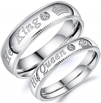 Rockjon Fancy Couple Finger Diamond Rings Stainless Steel Diamond Platinum Plated Ring