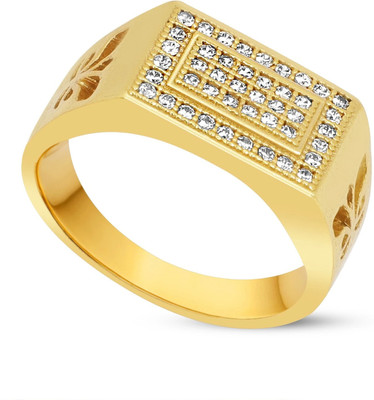 mahi creation Brass, Copper Diamond Gold Plated Ring