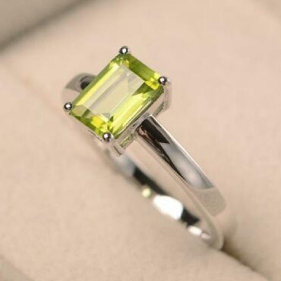 GenZcomplex Stone Peridot Silver Plated Ring