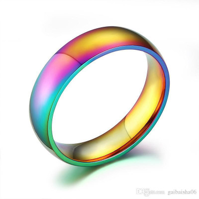 YELLOW CHIMES Unique Rainbow Colors Never Fading Titanium Steel Ring Metal Titanium Plated Ring