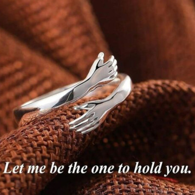 Teeragaj Pack of 3 Silver-Plated Friendship Loved Ones Hug Ring Stainless Steel Silver Plated Ring Set