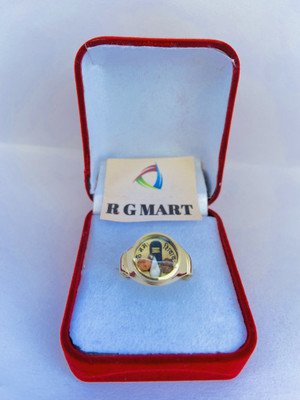 R G MART Ashtadhatu Shivling Shank Double Rudraksha Mercury Brass Gold Plated Ring