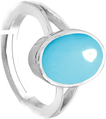 GenZcomplex Brass Turquoise Silver Plated Ring