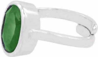 KUNDLI GEMS Emerald Ring Original Stone 6.75 carat Stone Panna Unheated & Untreated Effective Stone Certified For Men & women Stone Emerald Silver Plated Ring