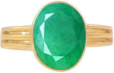 GenZcomplex Brass Emerald Gold Plated Ring