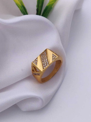 mahi creation Brass, Copper Diamond Gold Plated Ring