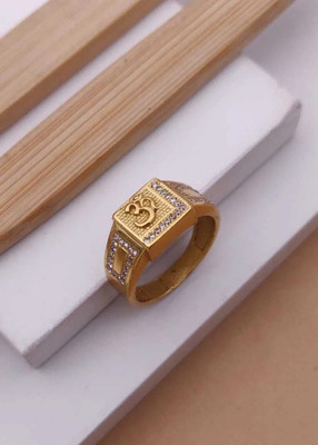 mahi creation Gold Plated Diamond Wedding,Partywear ring-105 Brass, Copper Diamond Gold Plated Ring
