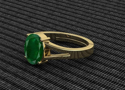 zayron Original 7.25 Ratti Emerald Panna Gem Stone Ring Brass Emerald Ring Brass Emerald Gold Plated Ring