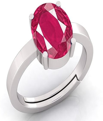 GenZcomplex 7.25 Ratti Ruby Stone Original Certified Silver Plated Adjustable, Manik Stone Metal Ruby Gold Plated Ring