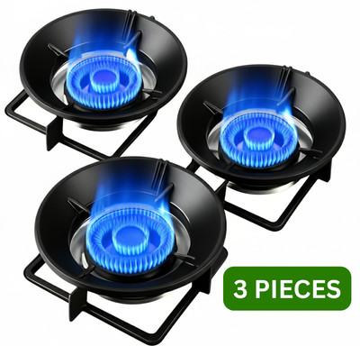 AHIESH LYT Gas Saving Burner Stand | Windproof Heavy Duty | Pack of 3 | Black | Universal 20 kg Roaster(Black)