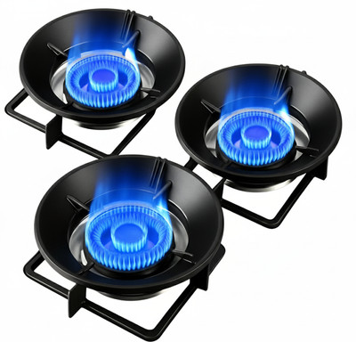 AHIESH LYT Gas Saving Burner Stand | Windproof Heavy Duty | Pack of 3 | Black | Universal 20 kg Roaster(Black)