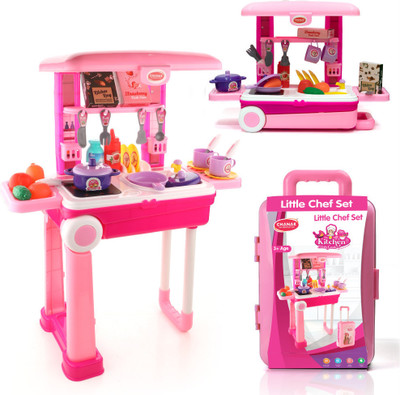 333MART Kitchen Suitcase Set On Wheels for Girls with 23 Pieces