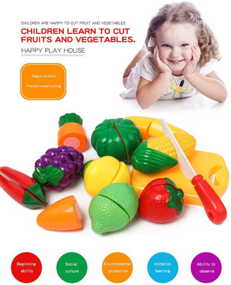Ruffo Colorful Pretend Play Kitchen Food Cutting Set for Children