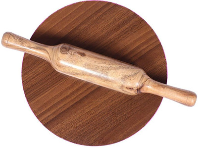 TREANDCARD chakla belan roti Maker Combo Pack of 2 PLY Chakla 10 in Wooden Belan 12 in Size Rolling Pin & Board(Brown, Pack of 2)