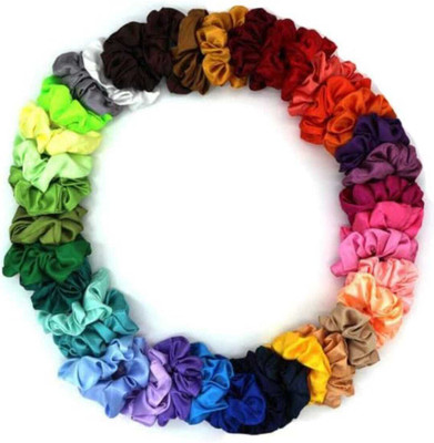 KTSTYLAND Plain Silk Scrunchies for Women and Girls | All Types of Hairs- Random Colour Satin Silk Rubber Band(Pack of 24)