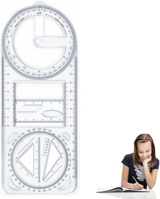 BANQLYN Multifunctional Geometric Ruler Multifunctional Student Math Ruler Ruler(Transparent)