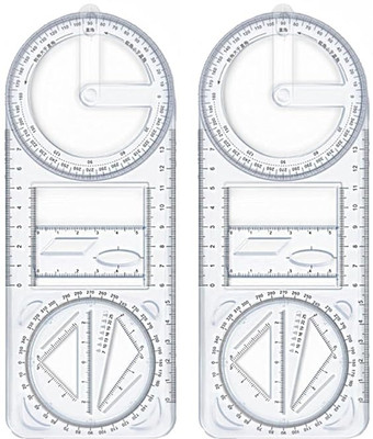 WANQLYN Plastic Movable Drawing Template Measuring Math Ruler Ruler(Set of 2, Transparent)