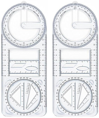 Sanchi Creation Multifunctional Geometric Ruler Mathematics Drawing Template Woodworking 2 Set Ruler(Set of 2, Transparent)