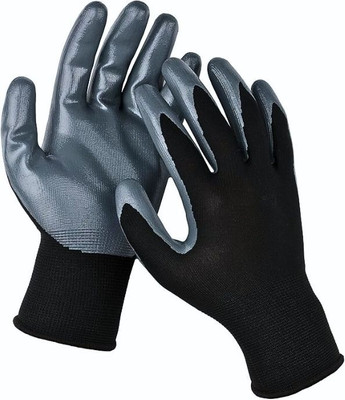 7SHIELD Grey Black Heat Resistant Hand Safety GlovesCut-Proof ProtectionwithRubber Grade Nylon  Safety Gloves(Pack of 2)