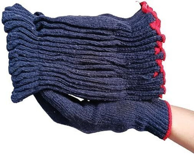 7SHIELD 10Pair Blue Cotton Hand Safety Glove Reusable Washable For Industry Construction Polyester  Safety Gloves(Pack of 20)