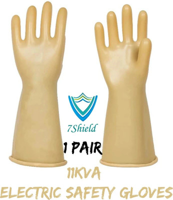 7SHIELD ndustrial Gloves 11 KV Electric Hand Gloves Shock Proof Safety Gloves Pack of 1 Latex  Safety Gloves(Pack of 2)