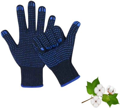 7SHIELD 3PAIR Lightweight Cotton Gloves with Blue Dots – Extra Hand Protection Synthetic  Safety Gloves(Pack of 6)