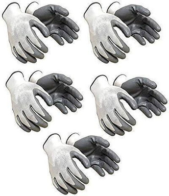 house of common 5 PAIR Cut Resistant Hand Safety Gloves Cut-Proof with Rubber Grade Nylon Gloves Nylon, Rubber  Safety Gloves(Pack of 10)