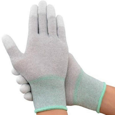 Masox Store Electrostatic Gloves PU Fingertip Coated Safety Working Gloves PCB Assembly K2 Cycling Gloves(Grey, Green)
