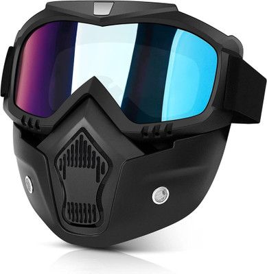 aksmit Goggle Mask Anti Scratch UV Protective Face Eyewear Windproof Dirt Shield Multi Goggle Reusable Mask With Soft Foam Padded Detachable Mouth Filter Unisex Blowtorch  Safety Goggle(Free-size)