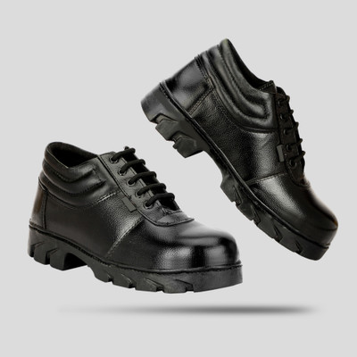 BTOM Steel Toe Leather Safety Shoe(Black, S1, Size 8)