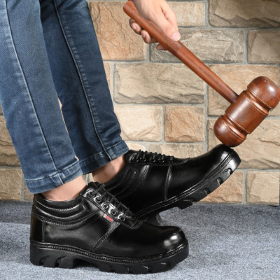 Joker Steel Toe Leather Safety Shoe(Black, S1, Size 7)