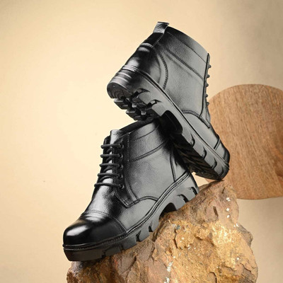 Dzora Steel Toe Leather Safety Shoe(Black, S1, Size 5)