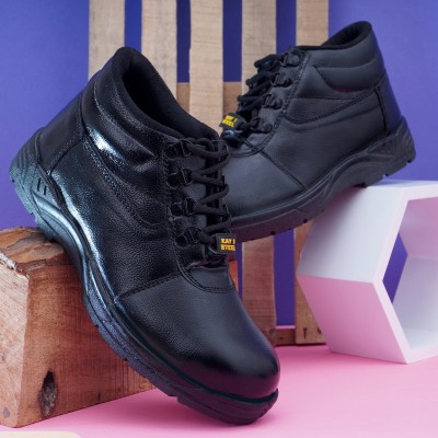 kay1steel Steel Toe Genuine Leather Safety Shoe(Black, S1, Size 9)