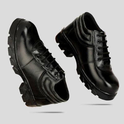 BTOM Steel Toe Leather Safety Shoe(Black, S1, Size 8)
