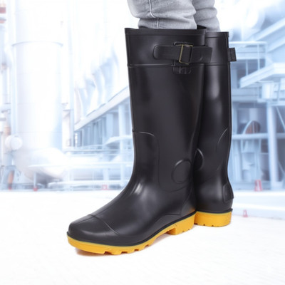 Hillson Soft Toe PVC Safety Shoe(Yellow, SB, Size 7)