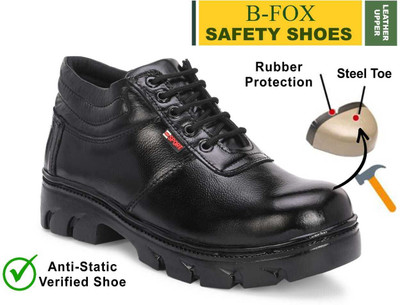 B-Fox Steel Toe Leather Safety Shoe(Black, S1, Size 10)