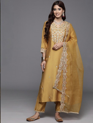 TEAL TITALI Embroidered Kurta, Salwar & Dupatta Set