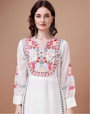 HOUSE OF COMMON Embroidered Anarkali Kurta, Bottom & Dupatta Set