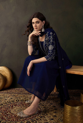 SheWill Embroidered Kurta, Trouser/Pant & Dupatta Set