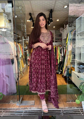 RAMESTH TEXTILE Printed Anarkali Kurta, Bottom & Dupatta Set